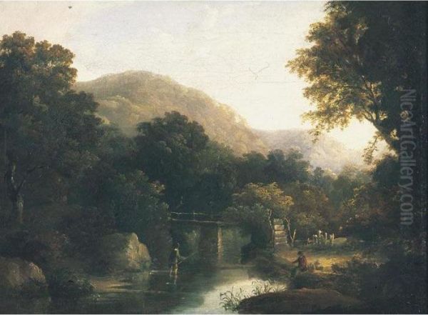 Two Boys Fishing In A Landscape - view 1