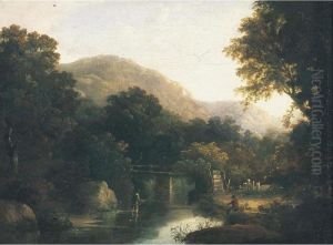 Two Boys Fishing In A Landscape by James Arthur O'Connor