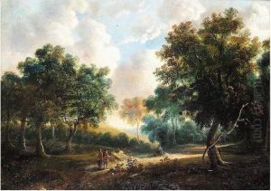 Figures In A Wooded Landscape by James Arthur O'Connor