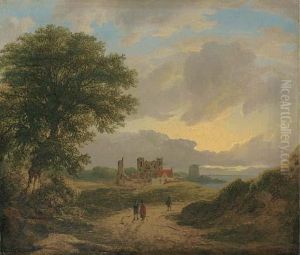 A View Of Bullock Castle And Bawn, Dalkey, Co. Dublin by James Arthur O'Connor