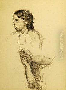 Portrait De Femme Et Etude De Main