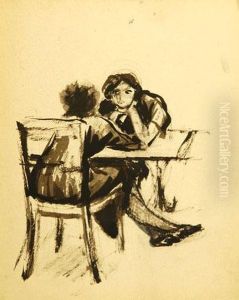 Deux Femmes Assises Autour D'une Table by Roderic O'Conor