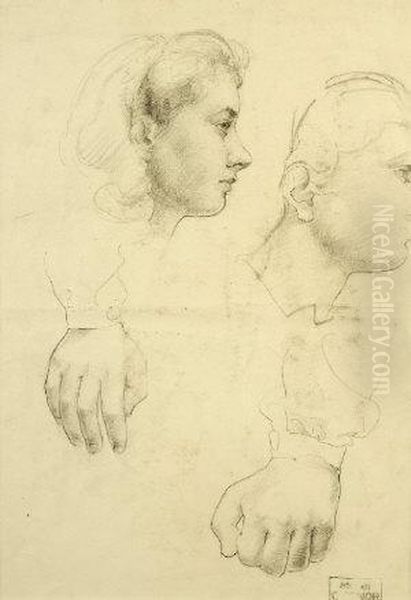 Double Profile And Hand Study - view 1
