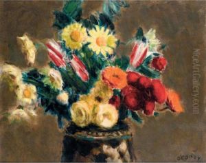 Still Life With Red And Yellow Flowers