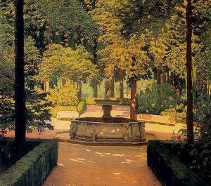 Jardín con surtidor