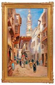 Morgendlichestrasenszene In Einem Belebten Bazar In Kairo