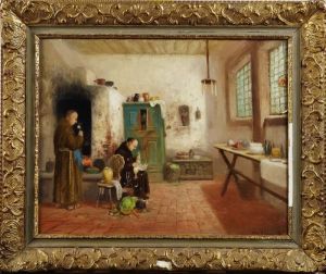 Interior Med Munkar by Frans Wilhelm Odelmark