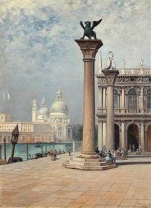 Der Markusplatz In Venedig by Frans Wilhelm Odelmark