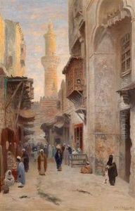 Orientalische Strasenszene by Frans Wilhelm Odelmark