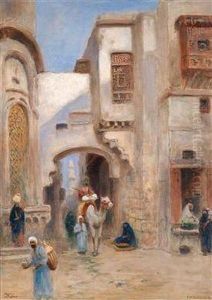 Strasenszene In Kairo by Frans Wilhelm Odelmark