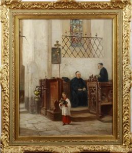 Kyrkointerior by Frans Wilhelm Odelmark