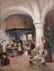 Koksinterior Med Munkar by Frans Wilhelm Odelmark
