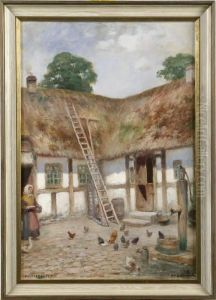 Skansk Gardsexterior by Frans Wilhelm Odelmark