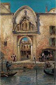 Gotisches Palasttor In Venedig by Frans Wilhelm Odelmark
