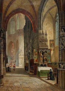 Kyrkointerior by Frans Wilhelm Odelmark