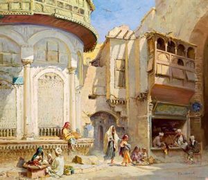 Scena Di Strada A Cairo by Frans Wilhelm Odelmark