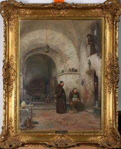 Munkar I Klosterinterior by Frans Wilhelm Odelmark