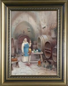I Klosterkallaren, Signerad F W Odelmark by Frans Wilhelm Odelmark