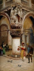 Pratstund Vid Dogepalatset - Venedig by Frans Wilhelm Odelmark
