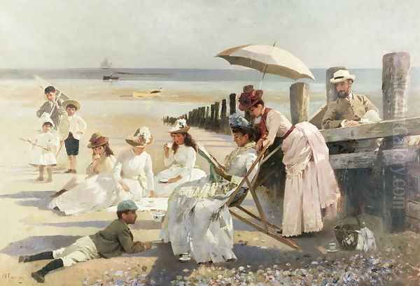 On the Shores of Bognor Regis - Portrait Group of the Harford Couple and their Children, 1887 - view 1