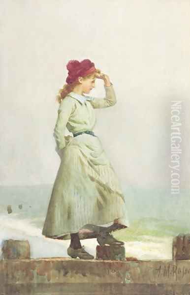 Young Girl on Seawall - view 1