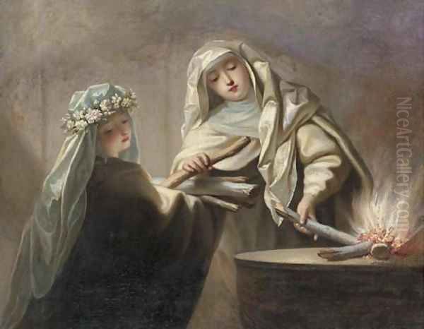 The Sacred Fire two Vestal Virgins tending the hearth by Jean Raoux