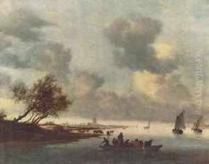 A Ferry Boat near Arnheim 1651 by Salomon van Ruysdael