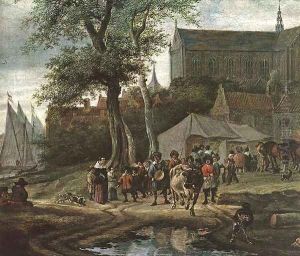 Tavern with May Tree (detail) 1664 by Salomon van Ruysdael