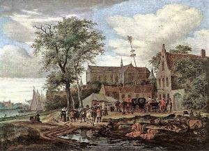 Tavern with May Tree 1664 by Salomon van Ruysdael