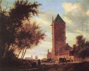 Tower at the Road by Salomon van Ruysdael
