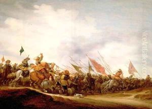 A Battle Scene 1653 by Salomon van Ruysdael