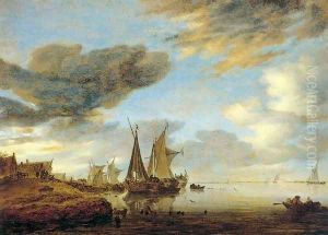 Sailing Boats near a Village