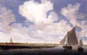 Sailboats on the Wijkermeer by Salomon van Ruysdael