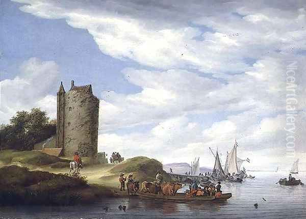River Estuary with Watchtower - view 1