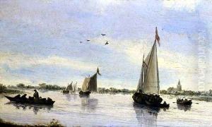 Sailing Boats on a River by Salomon van Ruysdael
