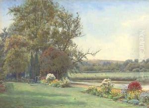 The canon's garden, Salisbury by Ernest Arthur Rowe