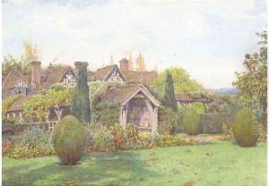 The gardens at Great Tangley Manor, near Guildford, Surrey by Ernest Arthur Rowe