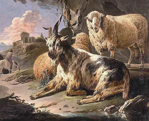 Italianate Landscape with a Goat and Sheep - view 1