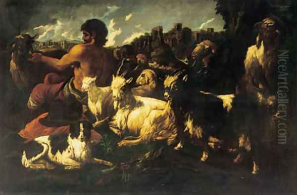 A goatherd in an Italianate landscape - view 1