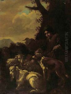 A shepherdboy attended by his dog by Philipp Peter Roos