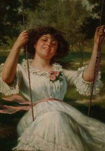 Girl on a Swing by Edwin Thomas Roberts