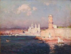 Voiliers A L'entree Du Port De Marseille Avec En Fond La Cathedrale De La Major.
