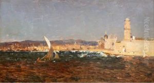 Le Fort Saint-jean Et Le Port De Marseille by Jean-Baptiste Olive