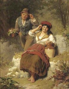 Rustic courtship by Edwin Thomas Roberts