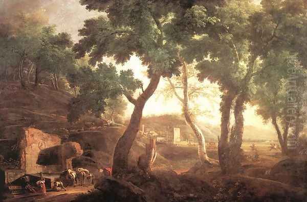 Landscape with Watering Horses c. 1720 - view 1