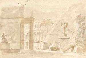 A capriccio with the pyramid of Caius Sestius