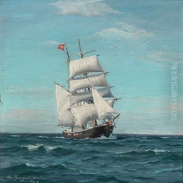 Seascape With A Brig On Open Sea - view 1