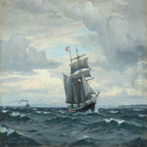 Seascape With Ships by Christian Benjamin Olsen