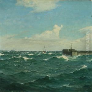 Seascape With Shipsoutside A Pier