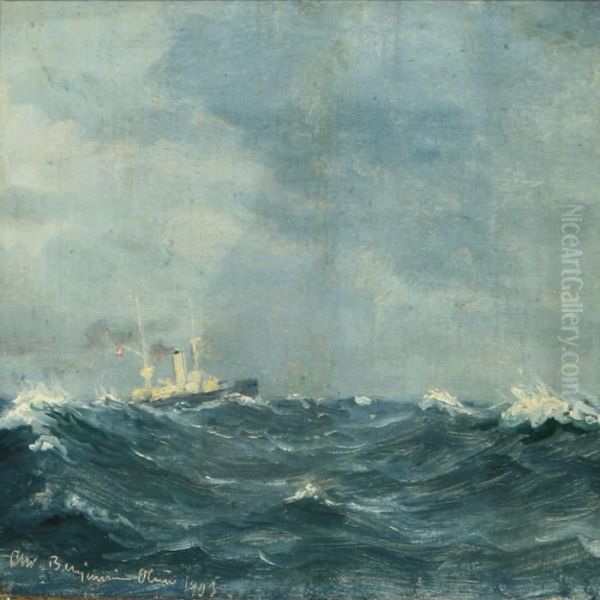 Warship In Highseas - view 1